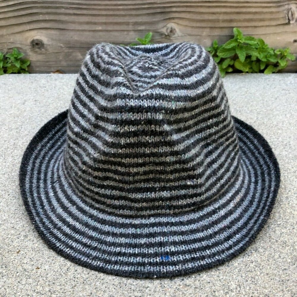 ADORA HATS Fedora Wide Brim Cap Unisex One Size 100% Wool Grey Black Hat NWT‌‌‌‌